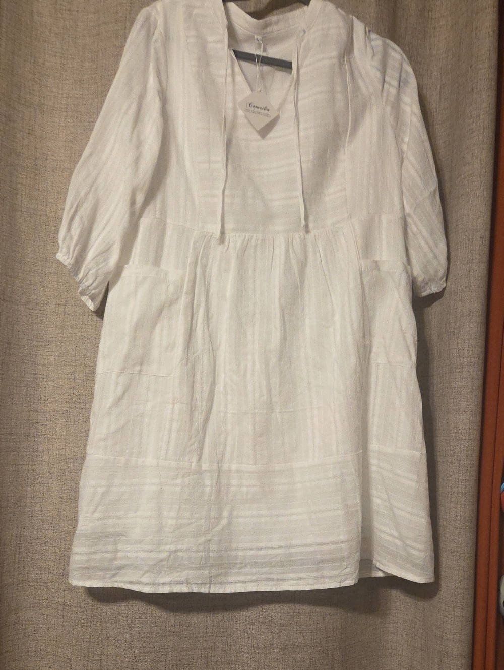 White 3/4 Sleeve Coverup with Pockets - NWT